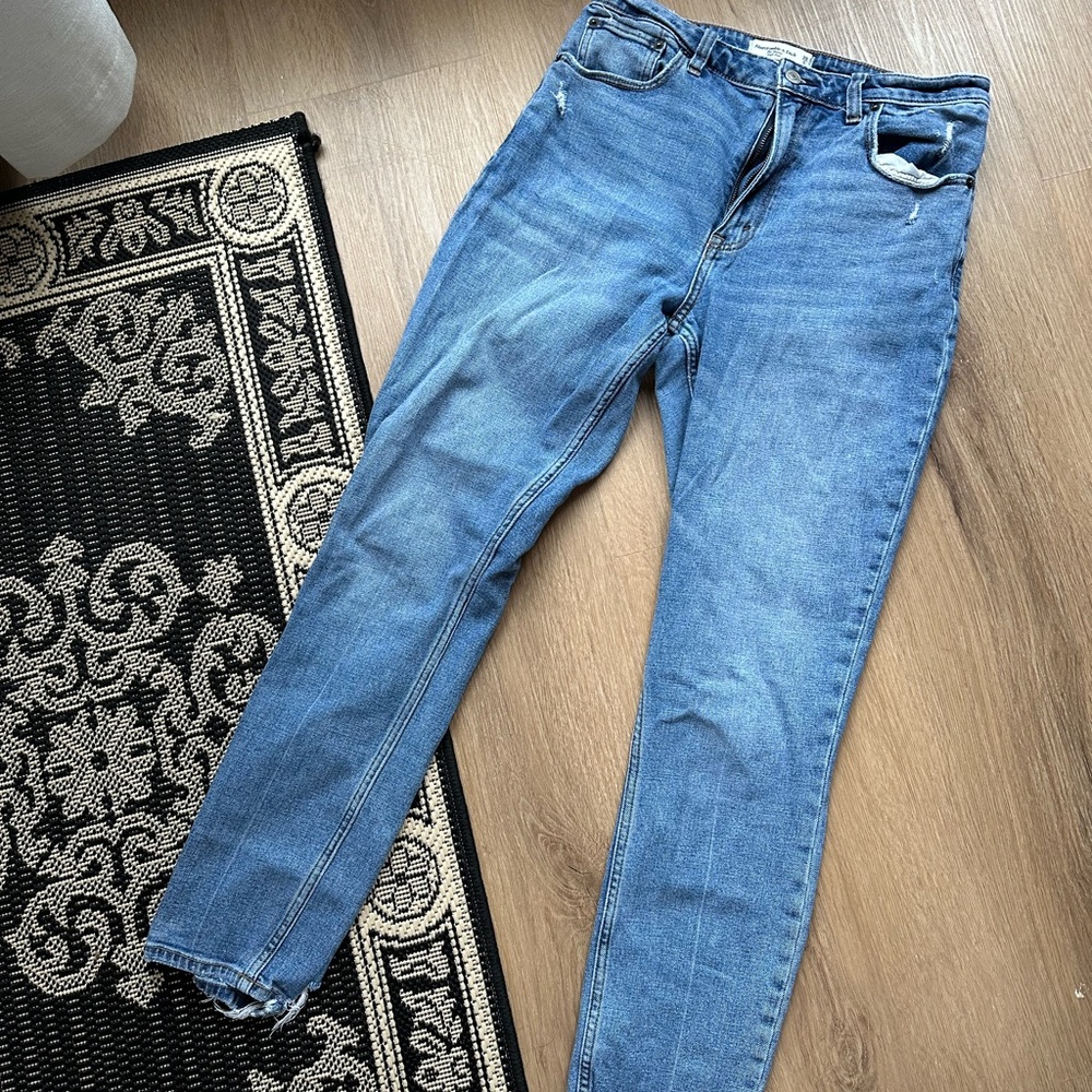 Abercrombie and fitch curve love high rise skinny jeans,Classic Blue Denim Jeans
